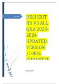 HESI EXIT RN V3 ALL Q&A 2023-2024 UPDATED VERSION /100% 