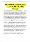 NUNP 6541 Pediatric Final Exam-Walden U 100% Correct