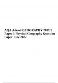 AQA A-level GEOGRAPHY 7037/1 Paper 1 Physical Geography Question Paper June 2022