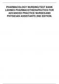 PHARMACOLOGY NURSING|TEST BANK LEHNES PHARMACOTHERAPEUTICS FOR ADVANCED PRACTICE NURSES AND PHYSICIAN ASSISTANTS 2ND EDITION.|480 PAGES PAGES|1027 QUESTIONS(SOLVED)|UPDATED&VERIFIED|GRADED A|GUARANTEED SUCCESS