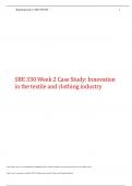SBE 330 Week 2 Case Study: Innovation in the textile and clothing industry