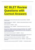 NC BLET Review Questions with Correct Answers 
