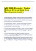 WGU-C909: Elementary Reading Methods & Interventions Exam Questions and Answers 