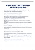 Rhode Island Law Exam Study Guide For Real Estate