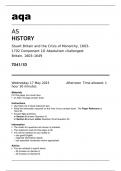 aqa AS HISTORY  Stuart Britain and the Crisis of Monarchy, 1603–1702 Component 1D Absolutism challenged: Britain, 1603–1649 (7041/1D)MAY 2023 QUESTION PAPER