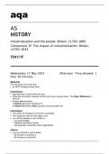 aqa AS HISTORY Industrialisation and the people: Britain, c1783–1885 Component 1F The impact of industrialisation: Britain, c1783–1832 (7041/1F)