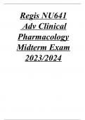 Regis NU641  Adv Clinical Pharmacology Midterm Exam 2023/2024  