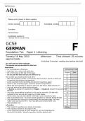 AQA GCSE GERMAN Foundation Tier Paper 1 MAY 2023 QUESTION PAPER: Listening