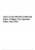AQA GCSE PHYSICS 8463/2H Paper 2 Higher Tier Question Paper June 2022