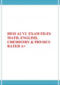 HESI A2 V2  EXAM FILES MATH, ENGLISH, CHEMISTRY & PHYSICS RATED A+