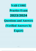   NAB CORE  Practice Exam  2023/2024  Questions and Answers (Verified Answers by Expert)