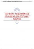 TEST BANK FOR FUNDAMENTALS OF NURSING 9TH EDITION BY CRAVEN LATEST REVISED UPDATE  