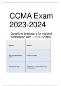 CCMA Exam 2023-2024 Questions to prepare for national certification (AMT, NHA, AAMA).