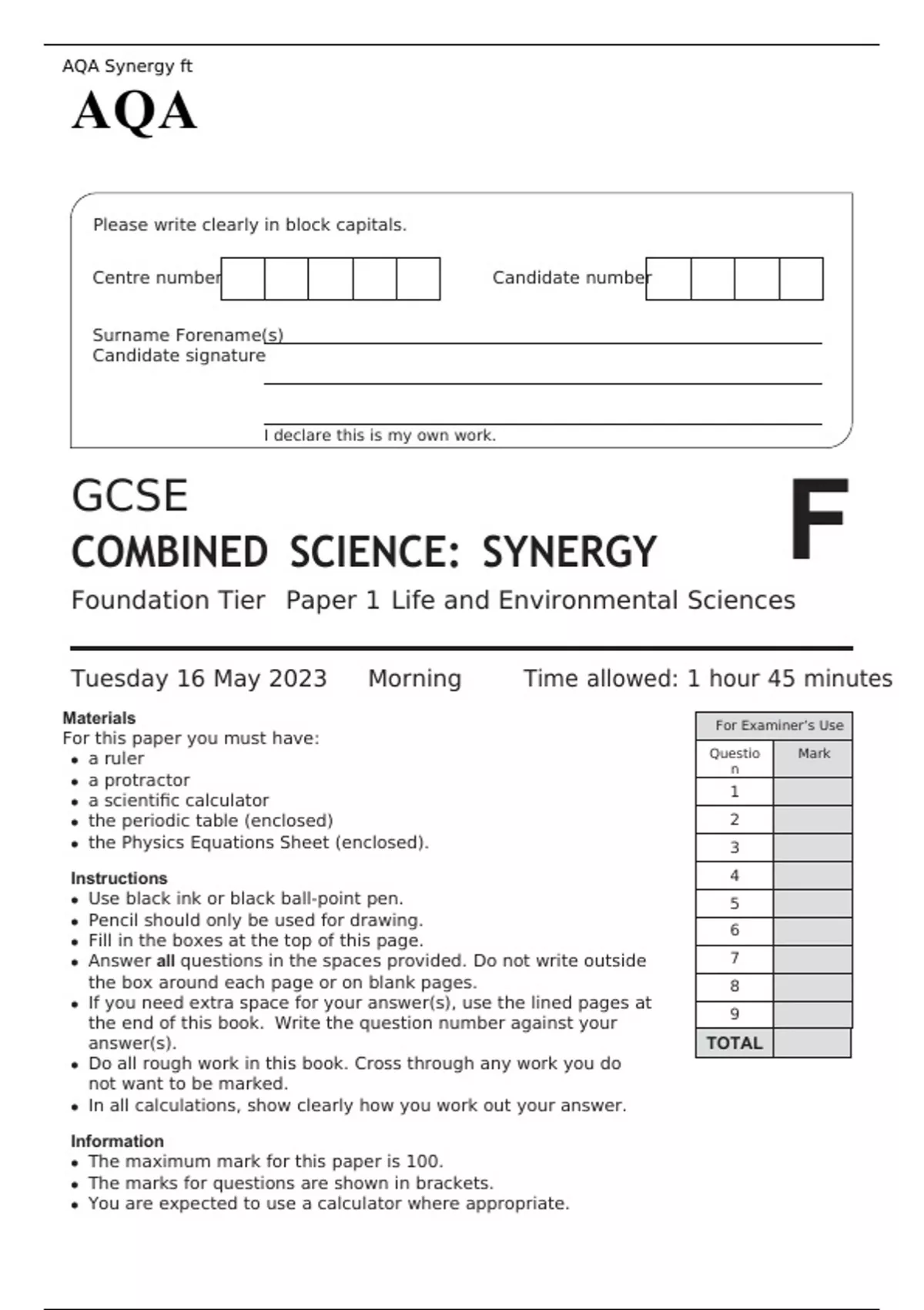 aqa-gcse-combined-science-synergy-foundation-tier-paper-1-may-2023