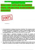 WGU C957 APPLIED ALGEBRA  FINAL OBJECTIVE ASSESSMENT