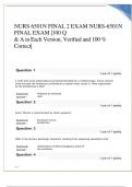 NURS 6501N FINAL EXAM NURS-6501N FINAL EXAM 2 |100 Q& A in Each Version, Verified and 100 % Correct|