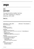 aqa AS  HISTORY  The quest for political stability: Germany, 1871–1991 Componaqaent 1L Empire to democracy, 1871–1929  (7041/1L) MAY2023 QUESTION PAPER