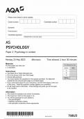 AQA A LEVEL PSYCHOLOGY PAPER 2 (7182-2) Pyschology in Context- QUESTION PAPER 25 MAY 2023