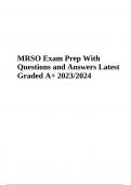 MRSO Exam Prep With Questions and Answers Latest Graded A+ 2023/2024 