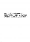 PTU FINAL EXAM PREP QUESTIONS WITH ANSWERS | LATEST GUIDE RATED 100%