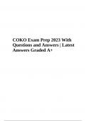 COKO Exam Prep 2023 With Questions and Answers | Latest Answers Graded A+