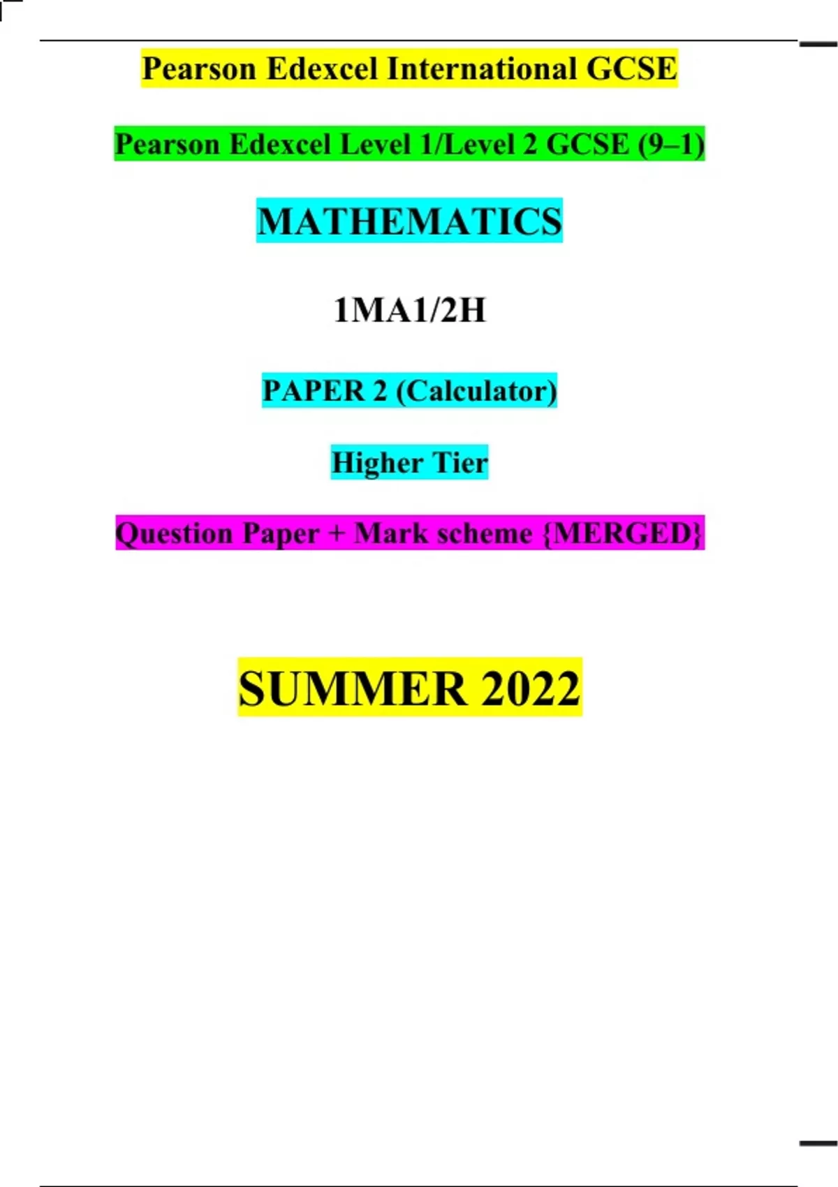 Pearson Edexcel International GCSE Pearson Edexcel Level 1/Level 2 GCSE ...