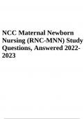 NCC Maternal Newborn Nursing (RNC-MNN) Study Questions, Answered 2022- 2023