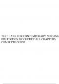 TEST BANK FOR CONTEMPORARY NURSING 8TH EDITION BY CHERRY ALL CHAPTERS COMPLETE GUIDE.