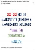 2023 HESI OB MATERNITY VERSION 1 (V1) EXIT EXAM (ALL 55 QS) TB WPICS INCLUDED A+ GRADED