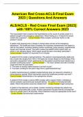 American Red Cross-ACLS-Final Exam 2024 | Questions And Answers | ALS/ACLS - Red Cross Final Exam [2024] with 100% Correct Answers 2024