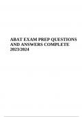 ABAT EXAM PREP QUESTIONS WITH CORRECT ANSWERS COMPLETE 2023/2024 GRADED A+