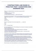 CONTRACTORS LAW EXAM CA PRACTICE TEST 1 QUESTIONS AND ANSWERS 2023