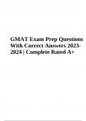 GMAT Final Exam Questions With Correct Answers 2023/2024 (Latest Update Rated A+)