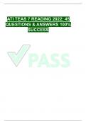 ATI TEAS 7 READING 2022; 45  QUESTIONS & ANSWERS 100% SUCCESS