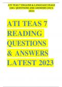 ATI TEAS 7 ENGLISH & LANGUAGE USAGE 100+ QUESTIONS AND ANSWERS 2023-2024