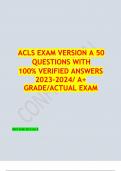 ACLS EXAM VERSION A 50 QUESTIONS WITH 100% VERIFIED ANSWERS 2023-2024 A+ GRADE ACTUAL EXAM