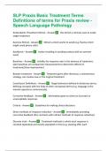 SLP Praxis Basic Treatment Terms Definitions of terms for Praxis review - Speech Language Pathology
