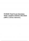 NUR401 Final Exam Questions With Complete Solution 2023/2024 (100% Correct Answers)