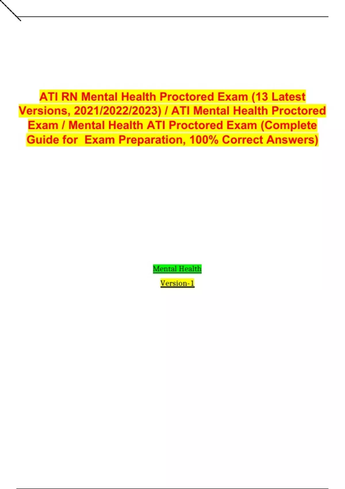 ATI RN Mental Health Proctored Exam (13 Latest Versions, 2021/2022/2023 ...