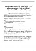 Phar413: Pharmacology of Analgesic, Anti-Inflammatory, and Antipyretic Drugs Questions With Complete Solutions