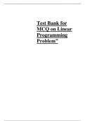 Test Bank for MCQ on Linear Programming Problem,2023