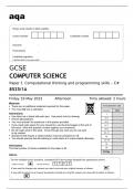 aqa  GCSE  COMPUTER SCIENCE Paper 1 Computational thinking and programming skills – C#(8525/1A) MAY 2023 QUESTION PAPER