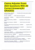 Claims Adjuster Exam 2023 Questions With All Correct Answers(A+ GRADED)