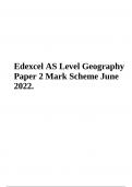 Edexcel AS Level Geography (8GE0) Paper 02 Mark Scheme June 2022. 