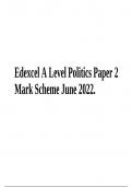 Edexcel A Level Politics (9PL0) Paper 2 Mark Scheme June 2022 (UK Government and Non-core Political Ideas )