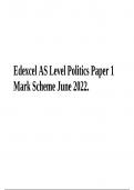 Edexcel AS Level Politics (8PL0) Paper 1 Mark Scheme June 2022 (UK Politics)