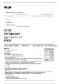 aqa GCSE PSYCHOLOGY Paper 1 Cognition and Behaviour (8182/1) May 2023 Question Paper