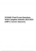 NUR 401 Final Exam Questions With Answers Latest Updated 2023/2024 (100% Correct Answers)