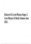 Edexcel AS Level Physics  (8PH0) Paper 2 Mark Scheme June 2022 (Core Physics II)