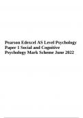 Pearson Edexcel AS Level Psychology Paper 1 (8PS0/01) Mark Scheme June 2022 (Social and Cognitive Psychology)